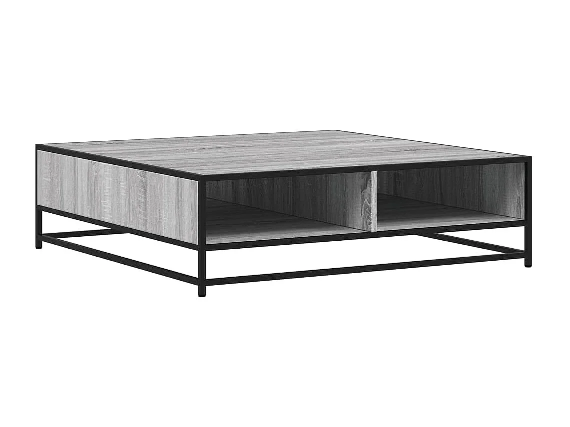 Tavolino Grigio Sonoma 100x100x30 cm in Truciolato e Metallo