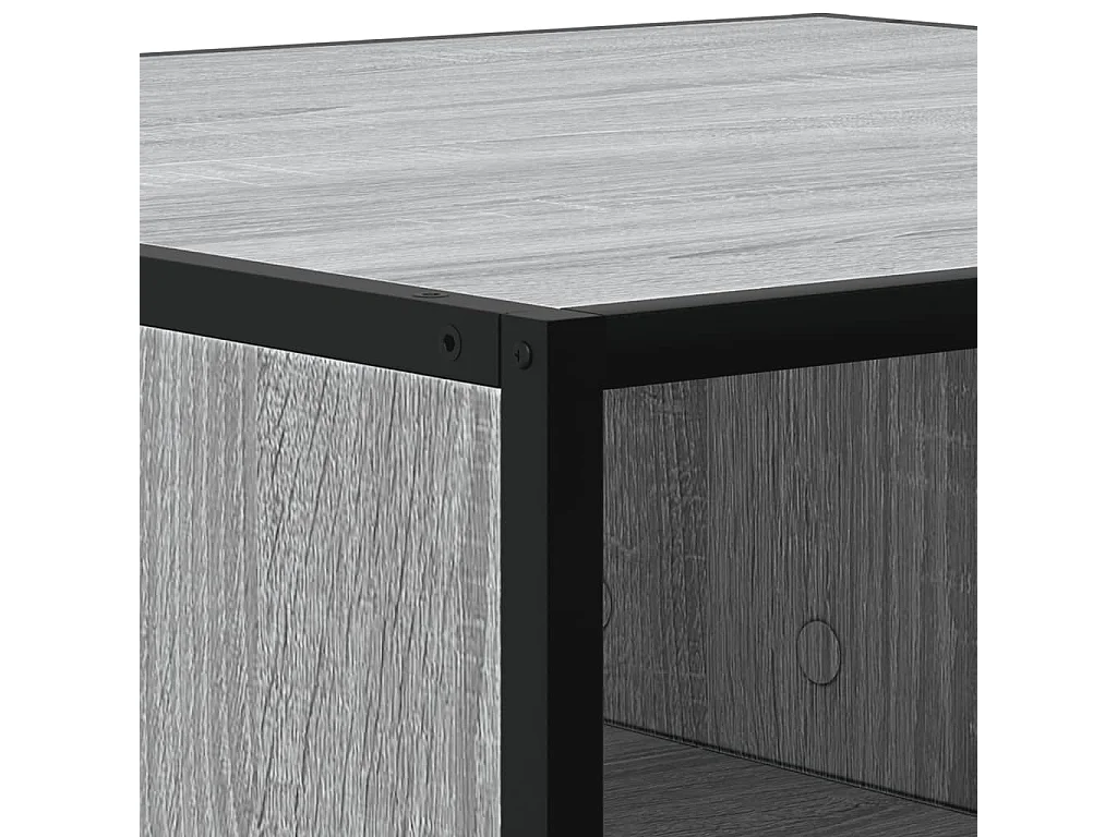 Tavolino Grigio Sonoma 100x100x30 cm in Truciolato e Metallo