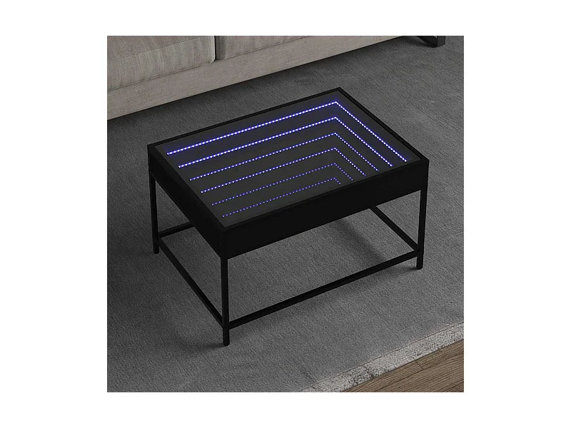 Table basse avec LED infini noir 70x50x41 cm