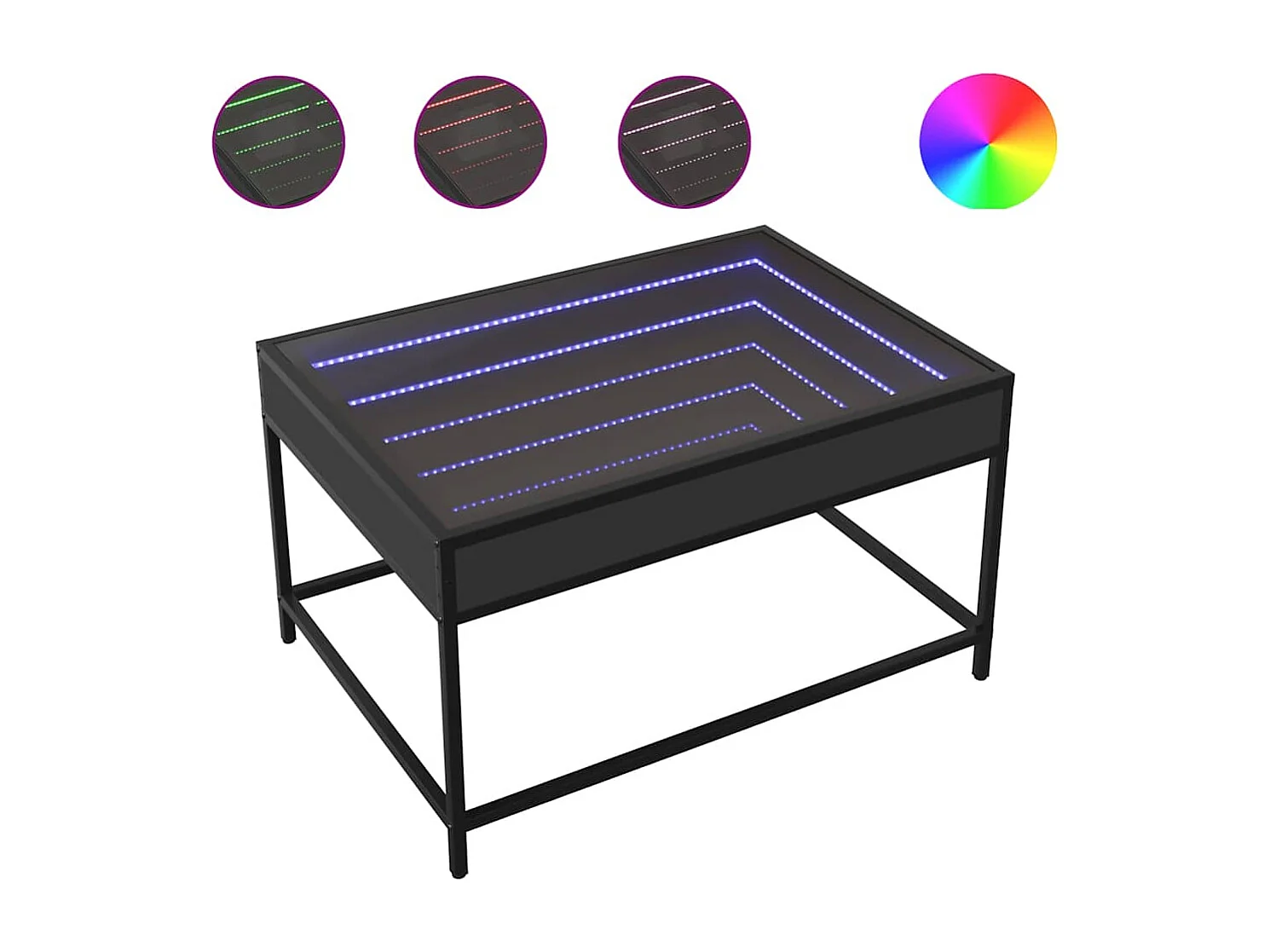 Tavolino da Salotto con LED Infinity Nero 70x50x41 cm