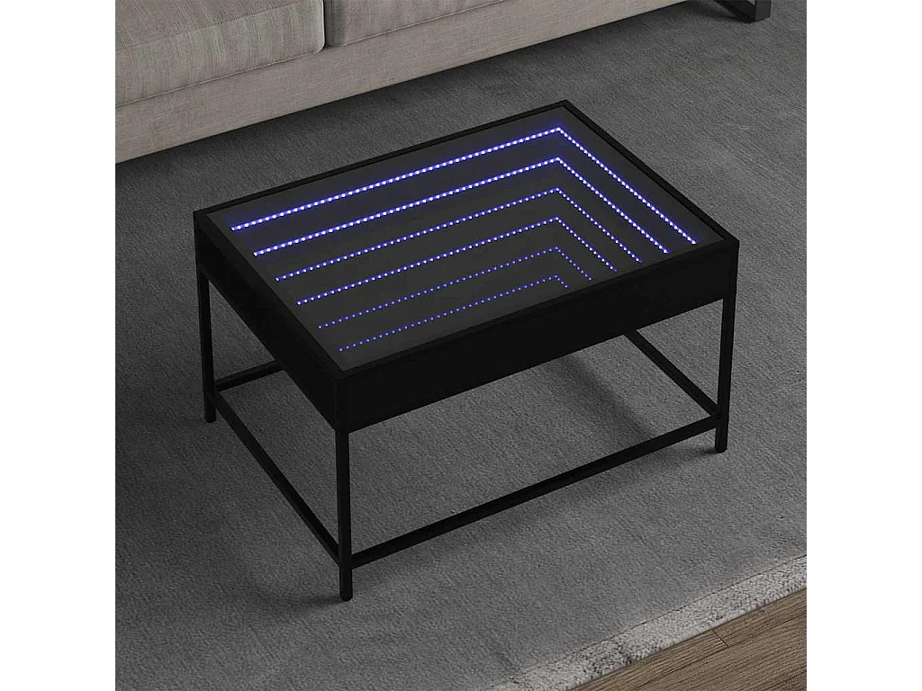 Tavolino da Salotto con LED Infinity Nero 70x50x41 cm
