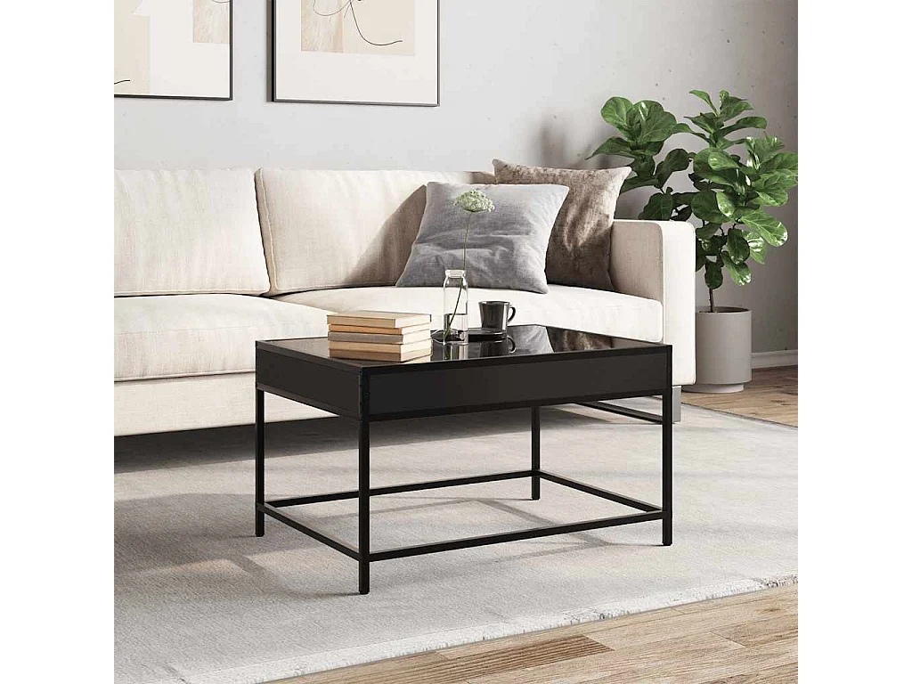 Tavolino da Salotto con LED Infinity Nero 70x50x41 cm