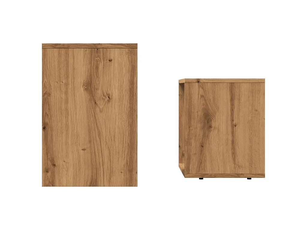 2-delige Tafeltjesset bewerkt hout artisanaal eikenkleurig