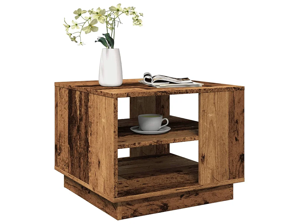 Table basse vieux bois 55x55x42 cm bois d'ingénierie