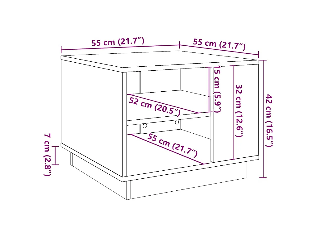 Table basse vieux bois 55x55x42 cm bois d'ingénierie