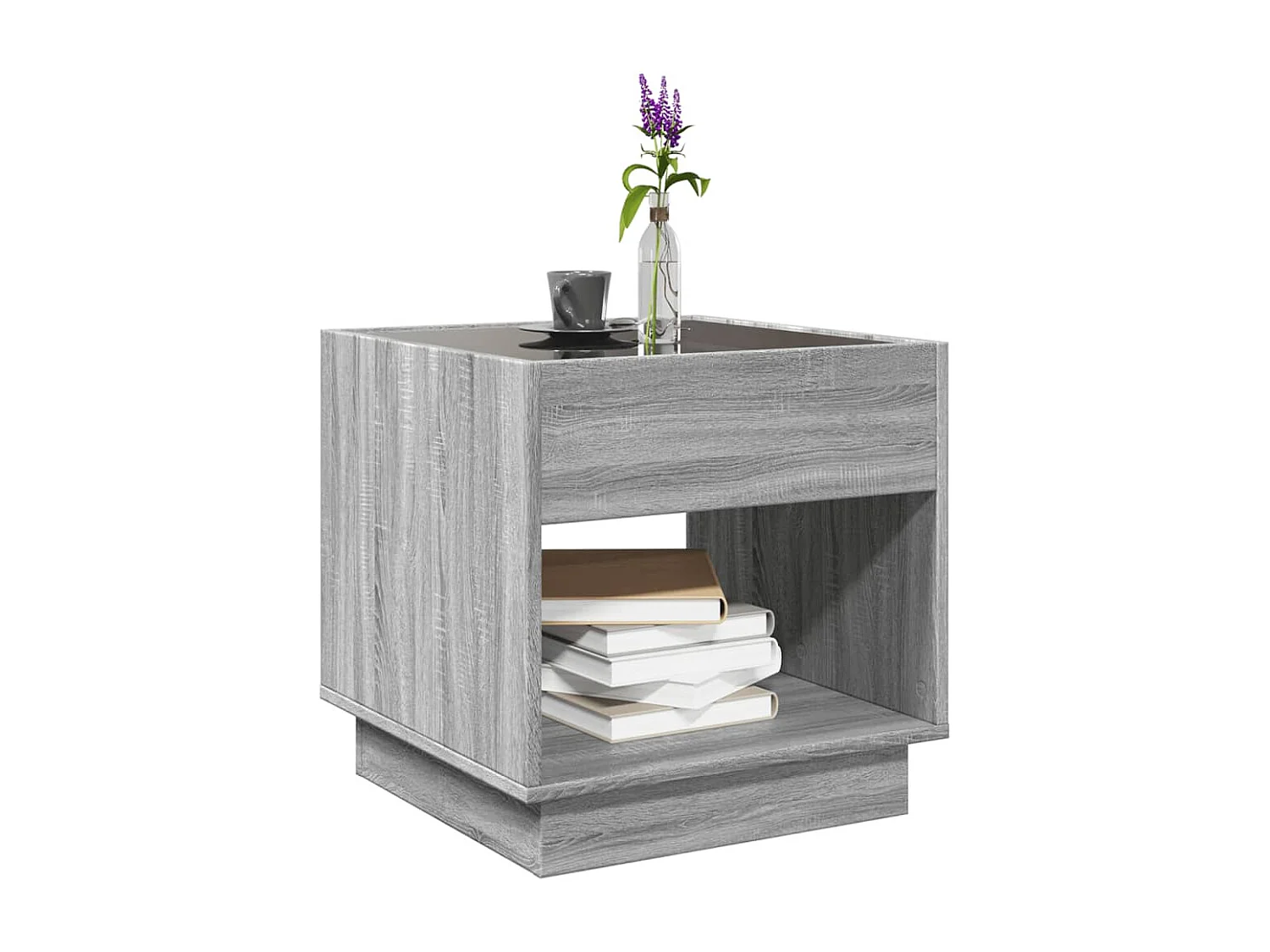 Mesa de centro luzes LED Infinity 50x50x50 cm cinzento sonoma