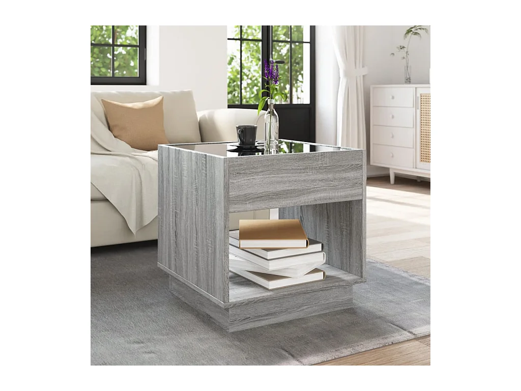 Table basse avec LED infini sonoma gris 50x50x50 cm