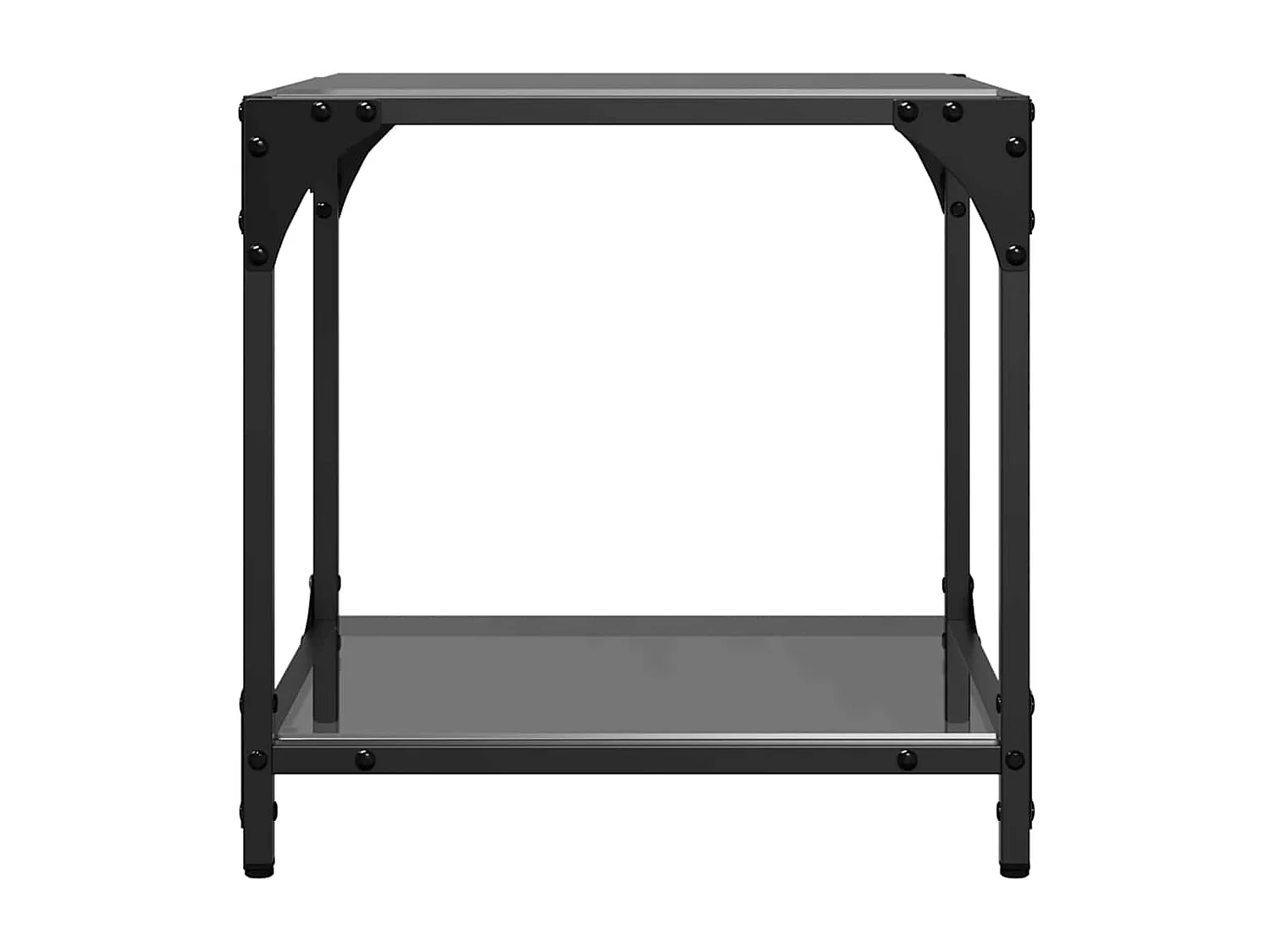 Table basse avec dessus en verre noir 40x40x40 cm acier