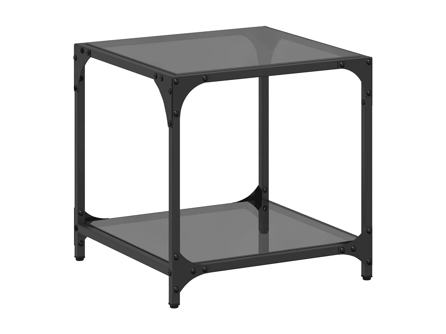 Table basse avec dessus en verre noir 40x40x40 cm acier