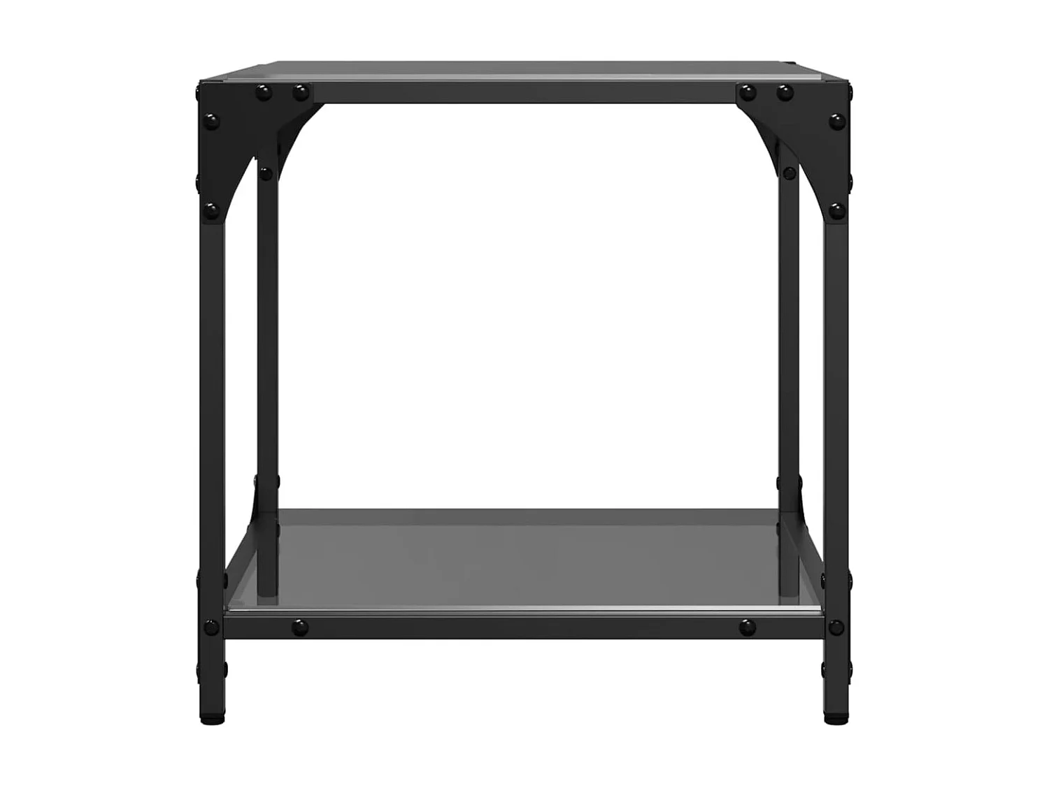 Table basse avec dessus en verre noir 40x40x40 cm acier