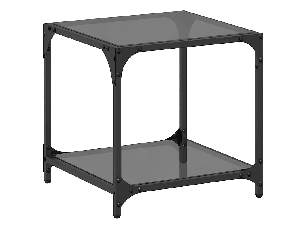 Table basse avec dessus en verre noir 40x40x40 cm acier