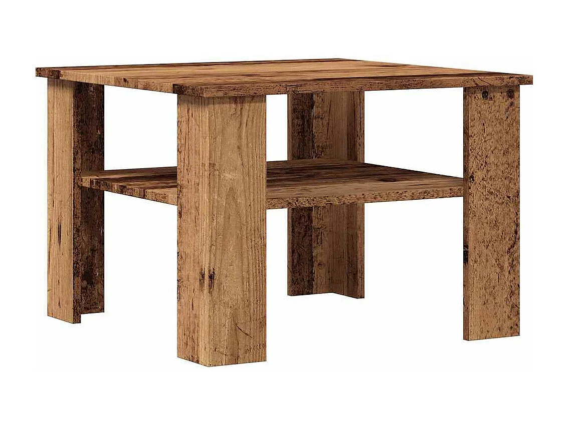 Salontafel 60x60x42 cm bewerkt hout oud houtkleurig