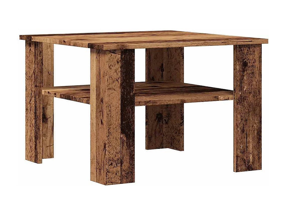 Salontafel 60x60x42 cm bewerkt hout oud houtkleurig
