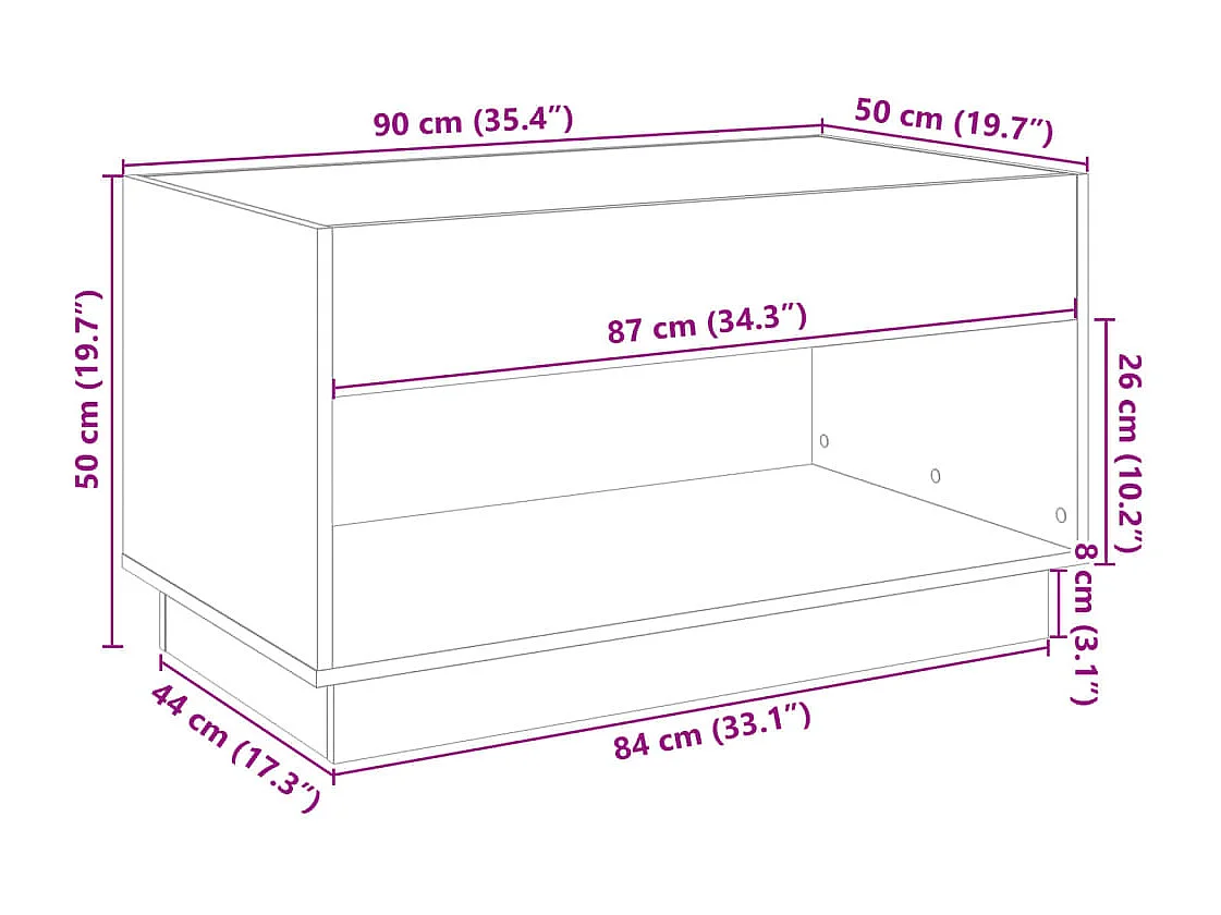 Table basse avec LED infini chêne sonoma 90x50x50 cm