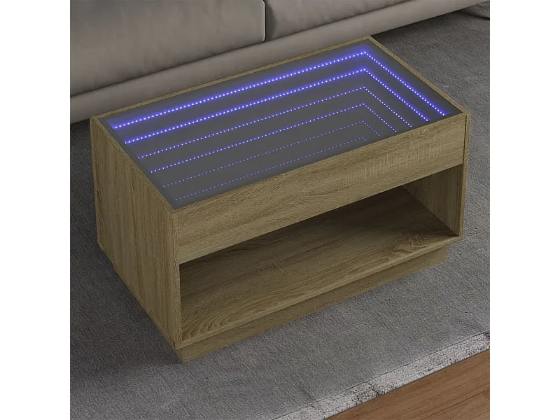 Mesa de centro luzes LED Infinity 90x50x50 cm carvalho sonoma