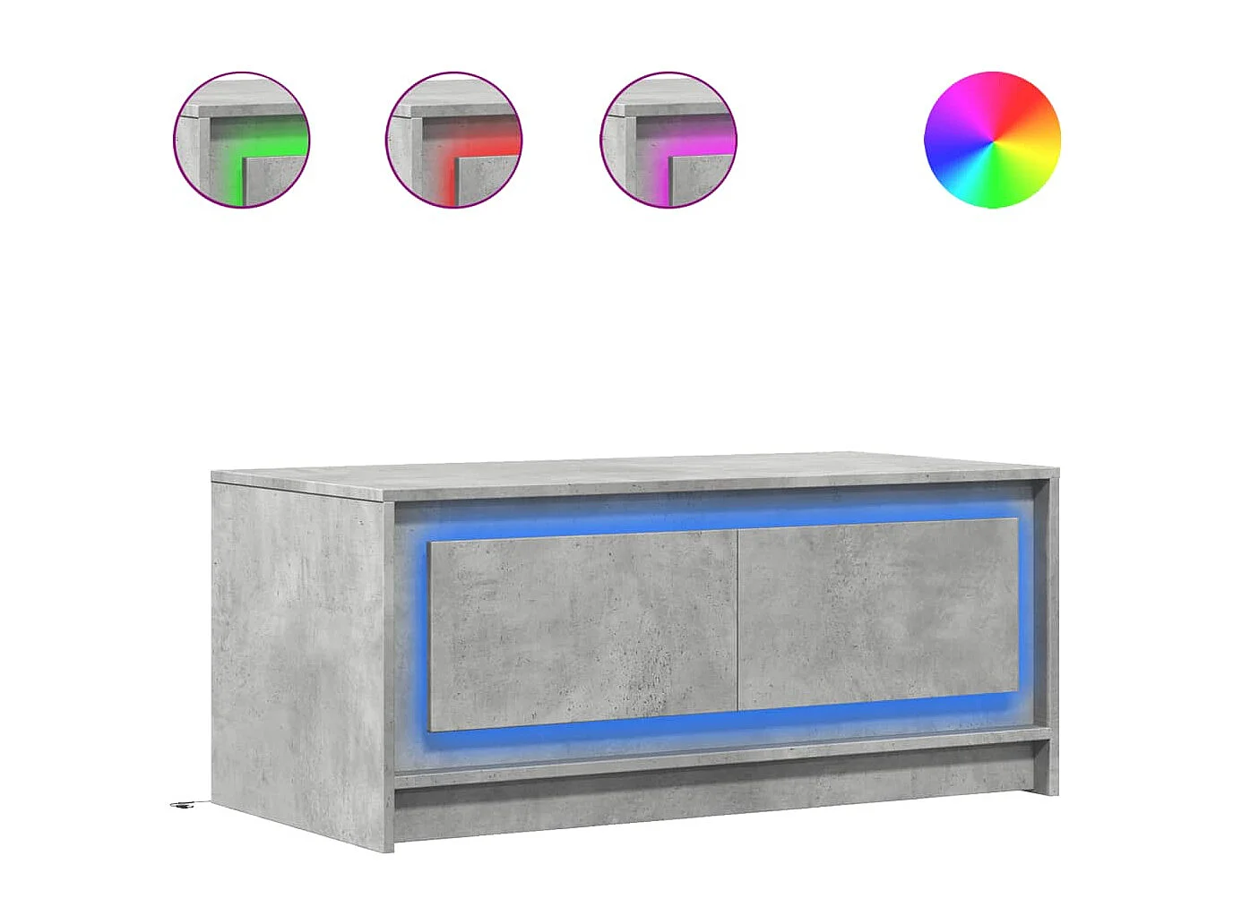 Mesa de centro c/ luzes LED derivados madeira cinzento cimento