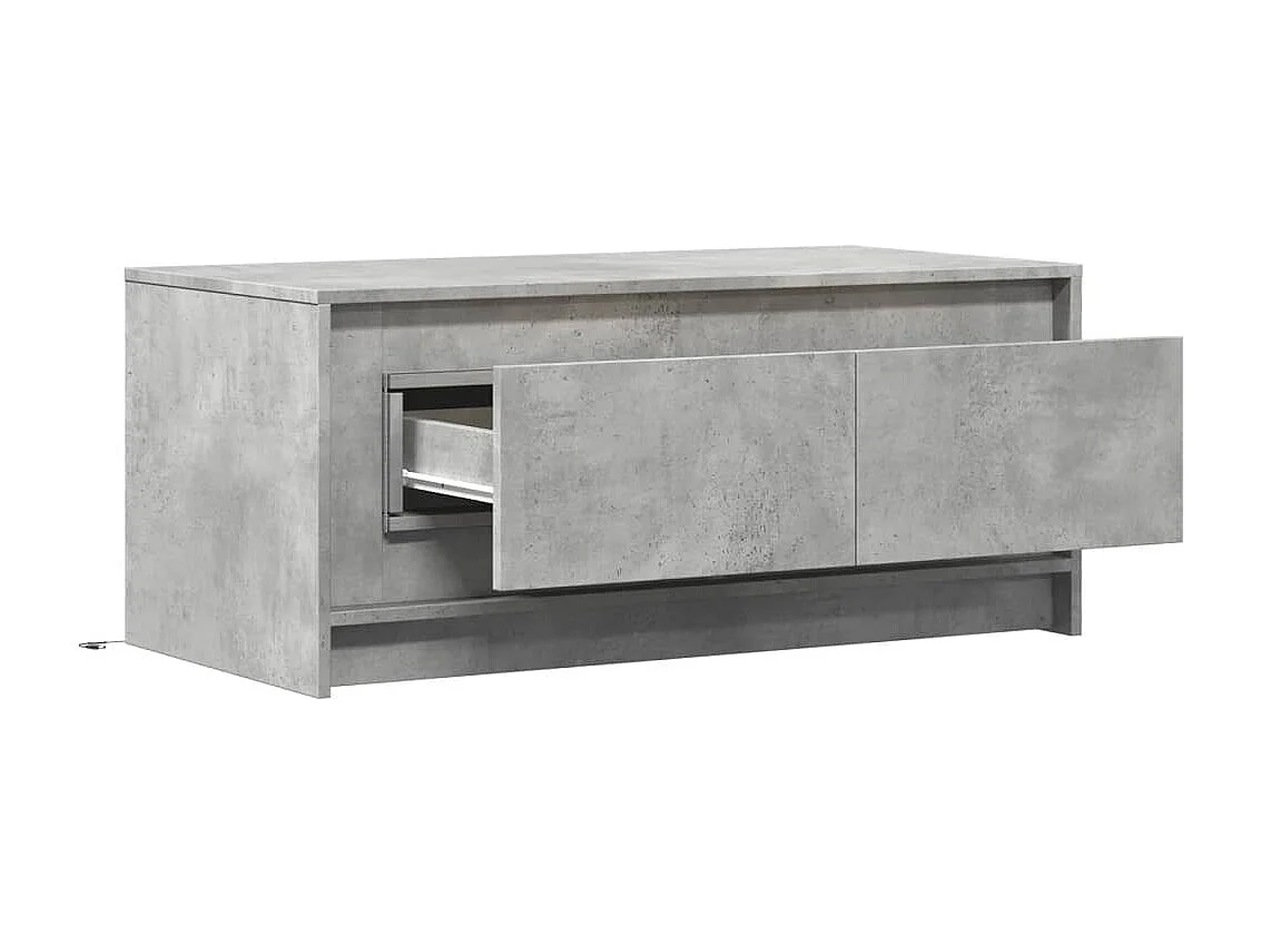 Mesa de centro c/ luzes LED derivados madeira cinzento cimento