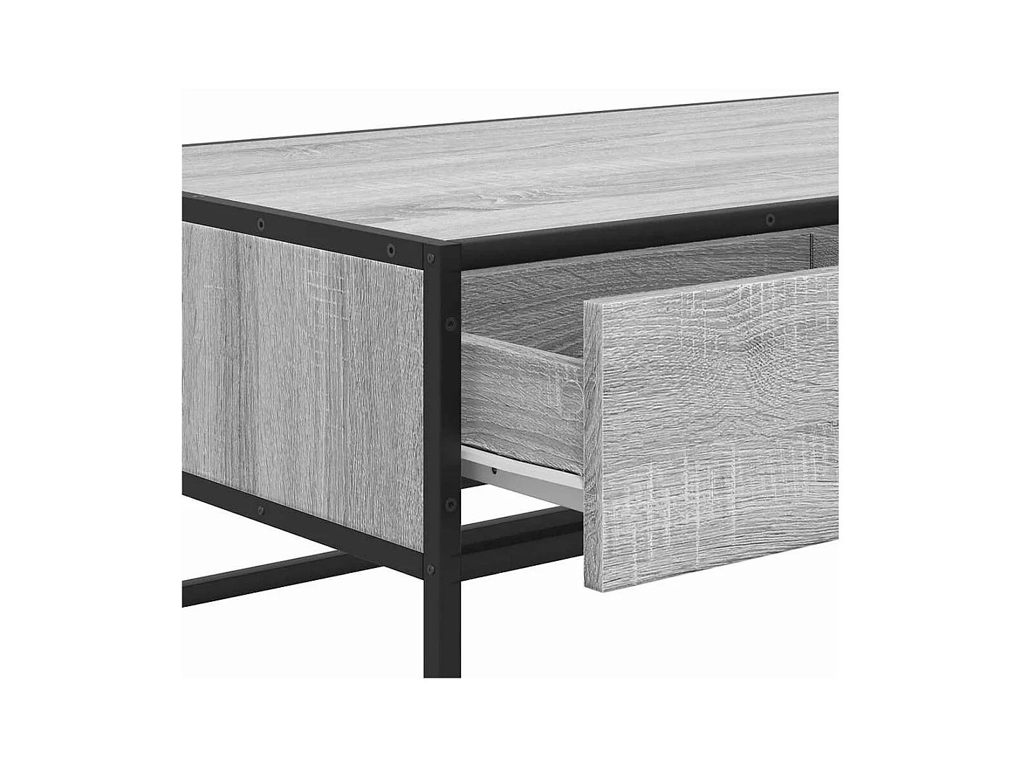 Table basse sonoma gris 100x50x35 cm bois d'ingénierie et métal