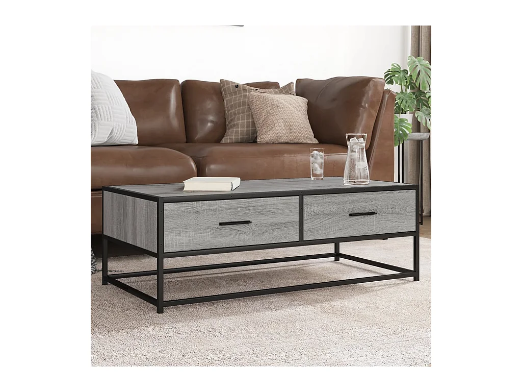 Couchtisch Grau Sonoma 100x50x35 cm Holzwerkstoff und Metall