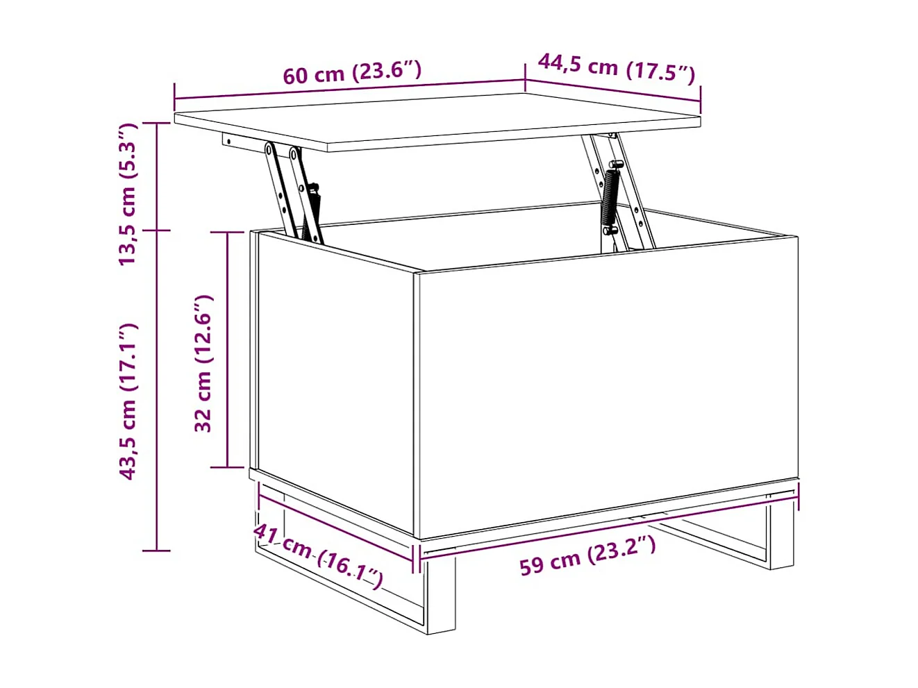 Table basse vieux bois 60x44,5x45 cm bois d'ingénierie