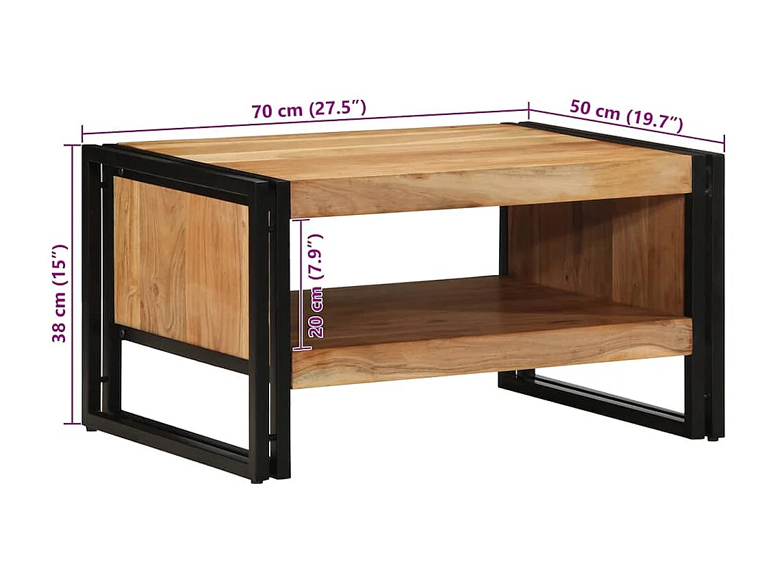 Table basse 70x50x38 cm bois massif acacia