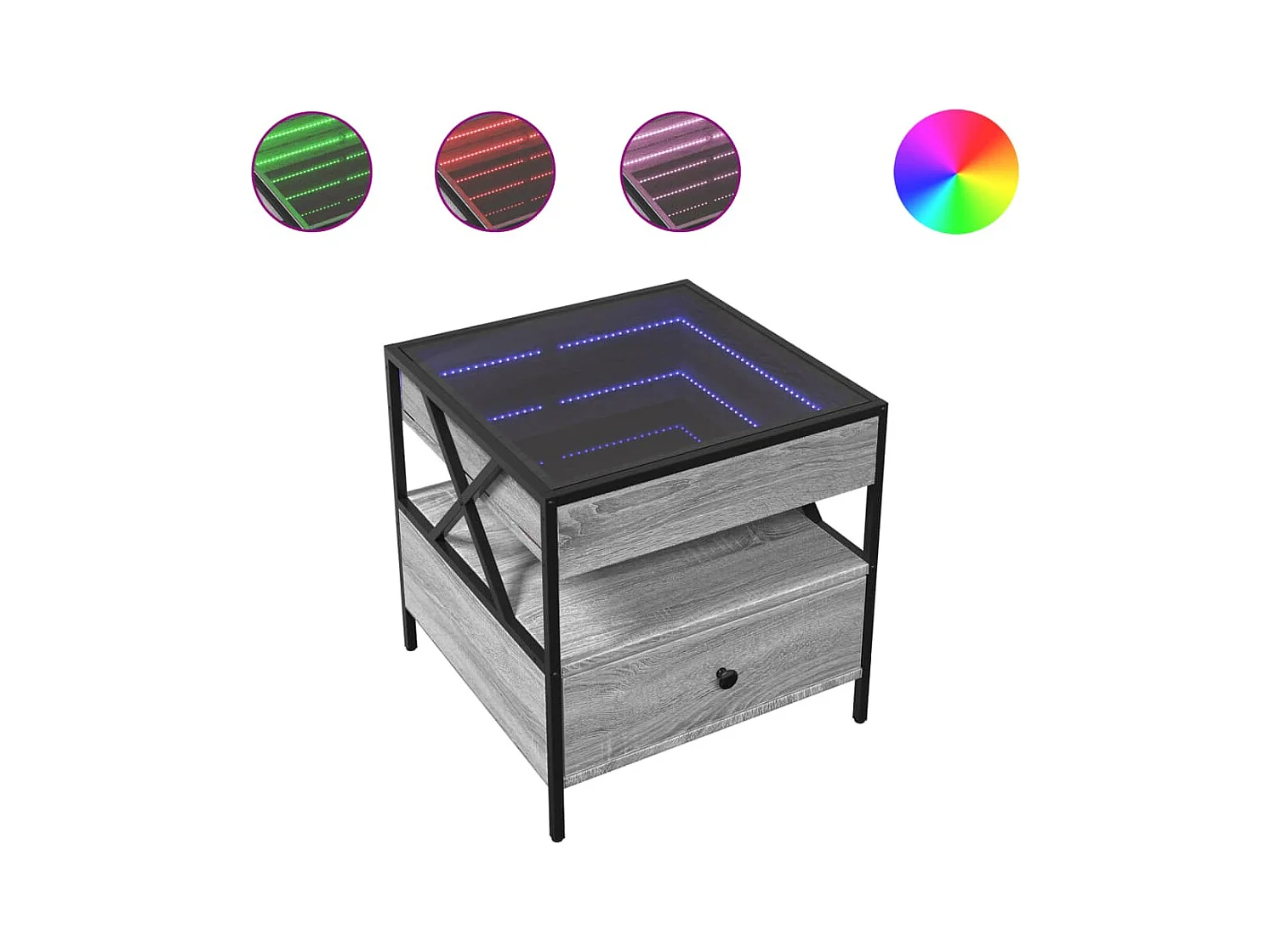 Table basse avec LED Infinity sonoma gris 50x50x51 cm