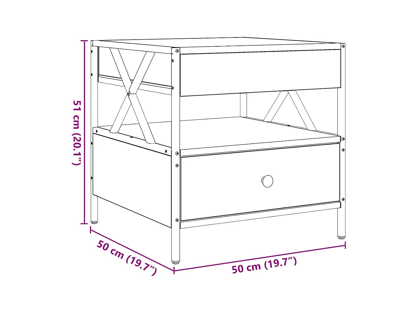 Table basse avec LED Infinity sonoma gris 50x50x51 cm