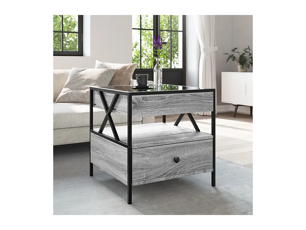 Table basse avec LED Infinity sonoma gris 50x50x51 cm
