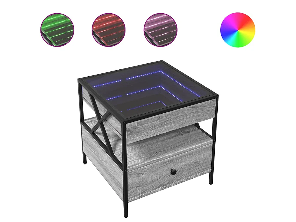 Table basse avec LED Infinity sonoma gris 50x50x51 cm