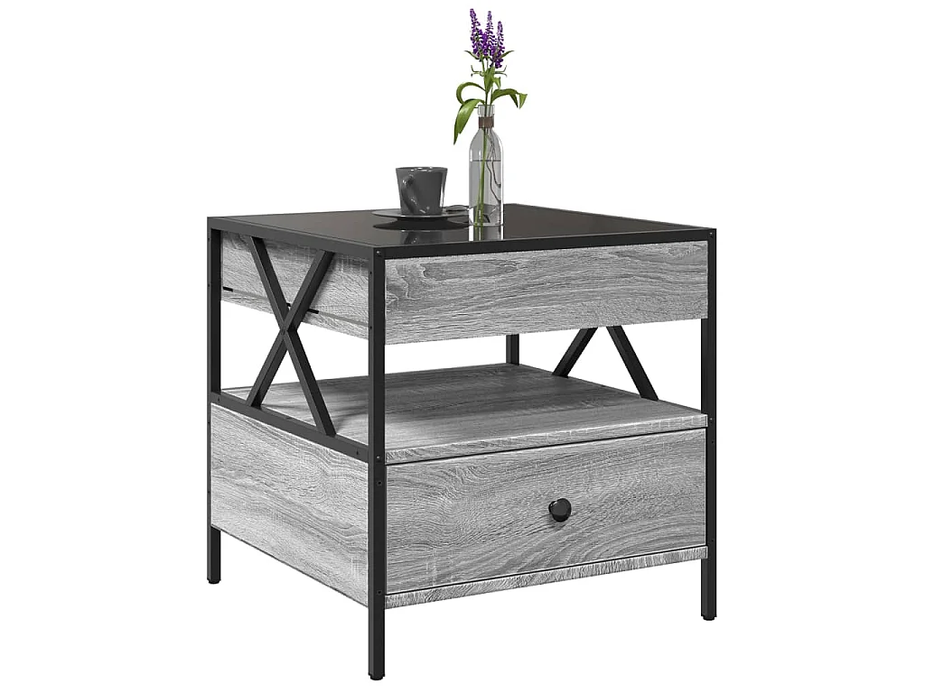 Table basse avec LED Infinity sonoma gris 50x50x51 cm