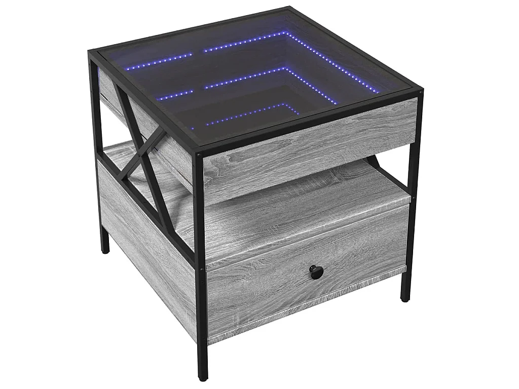 Table basse avec LED Infinity sonoma gris 50x50x51 cm