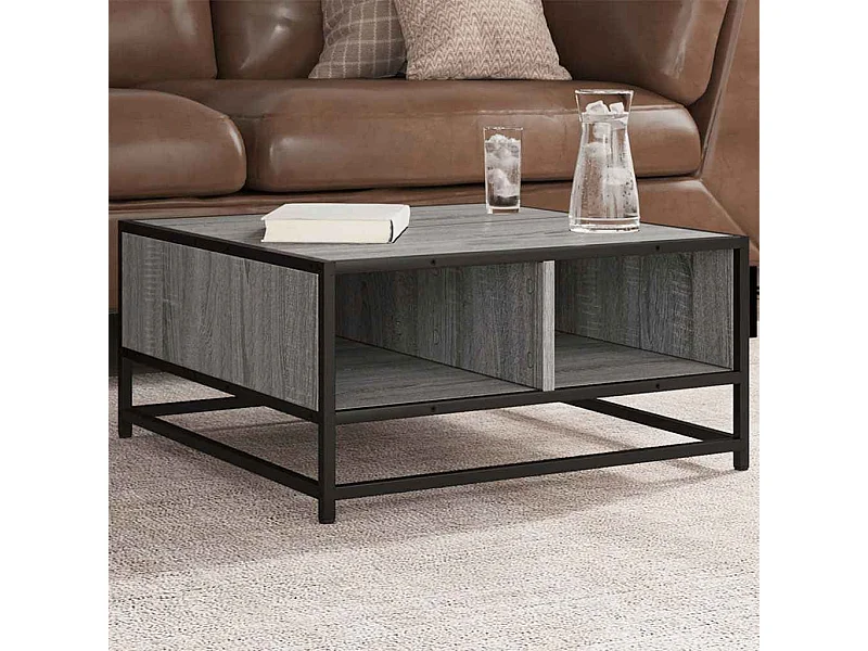 Tavolino Grigio Sonoma 60,5x60,5x30 cm in Truciolato e Metallo