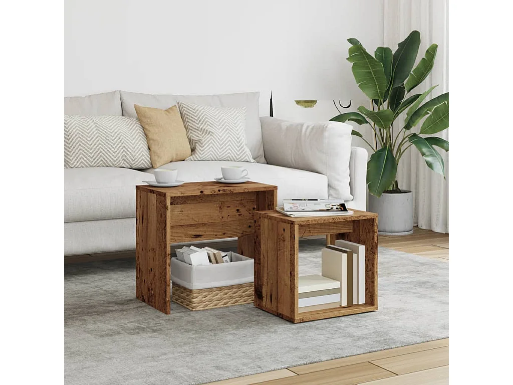 Tables basses gigognes 2 pcs vieux bois bois d'ingénierie