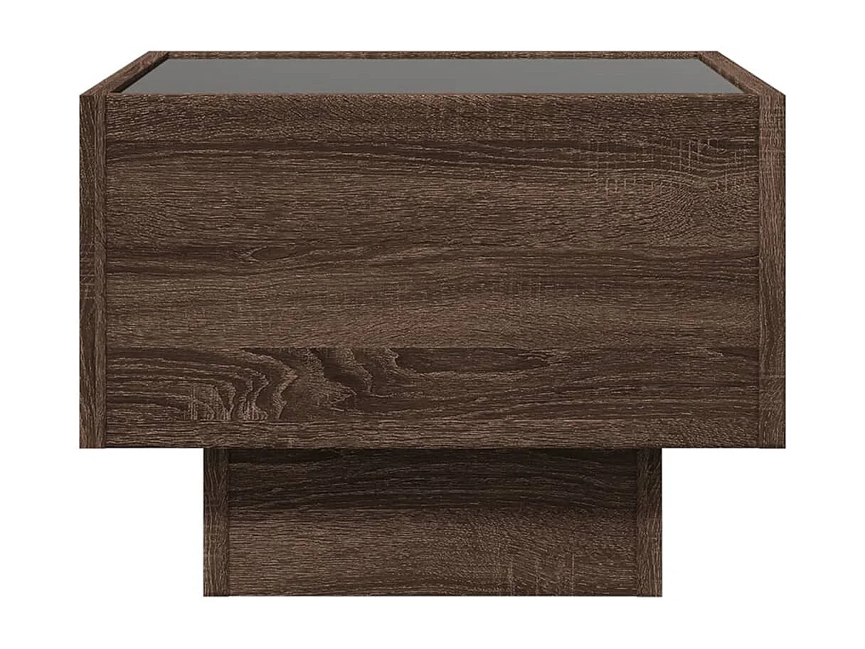 Table d'appoint et LED chêne marron 40x40x30 cm bois ingénierie