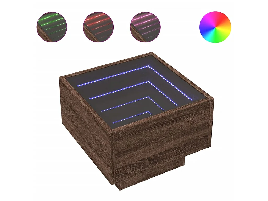Mesa de apoio c/ LEDs 40x40x30 cm derivados de madeira