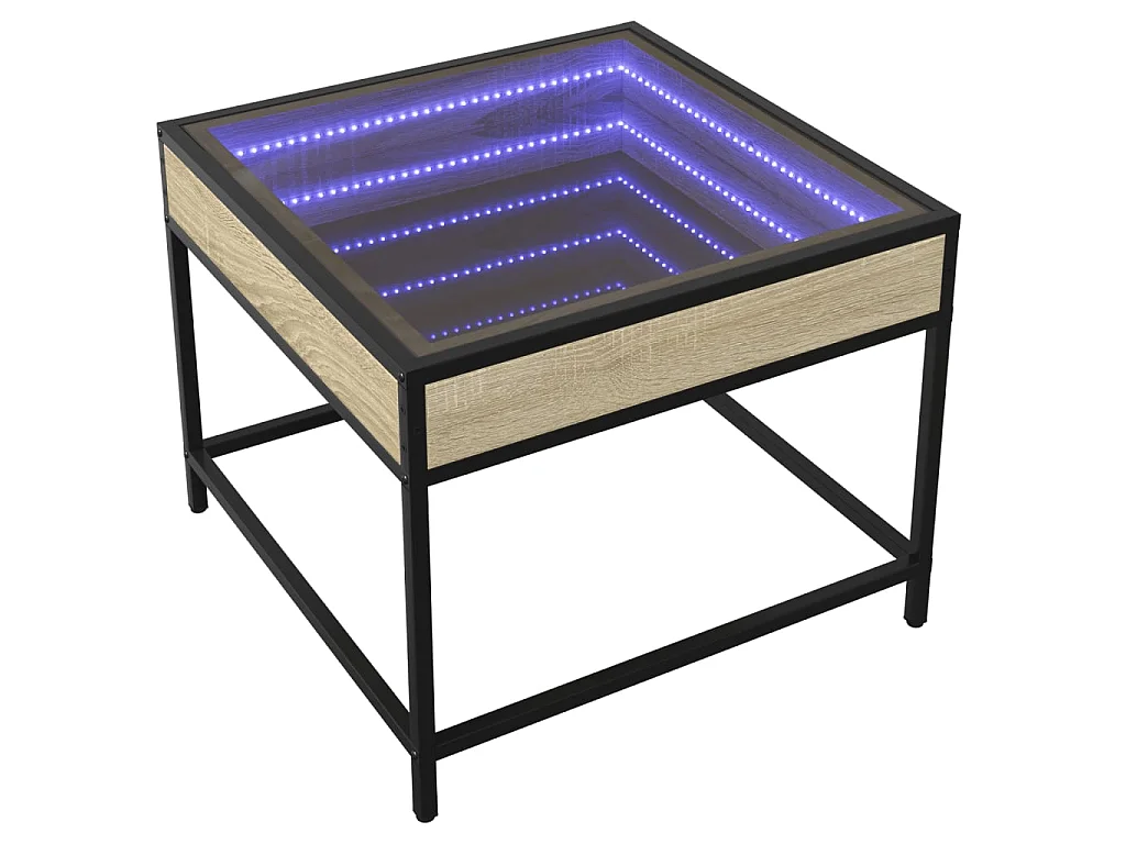 Tavolino da Salotto con LED Infinity Rovere Sonoma 50x50x41 cm