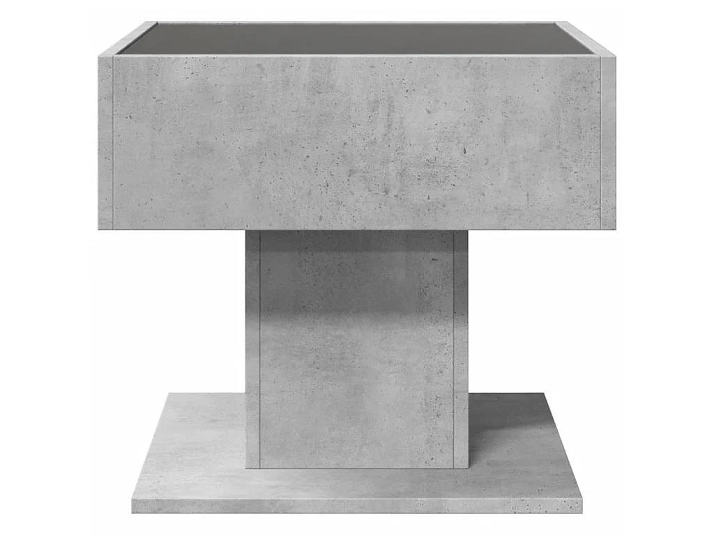 Salontafel met LED 50x50x45 cm bewerkt hout betongrijs