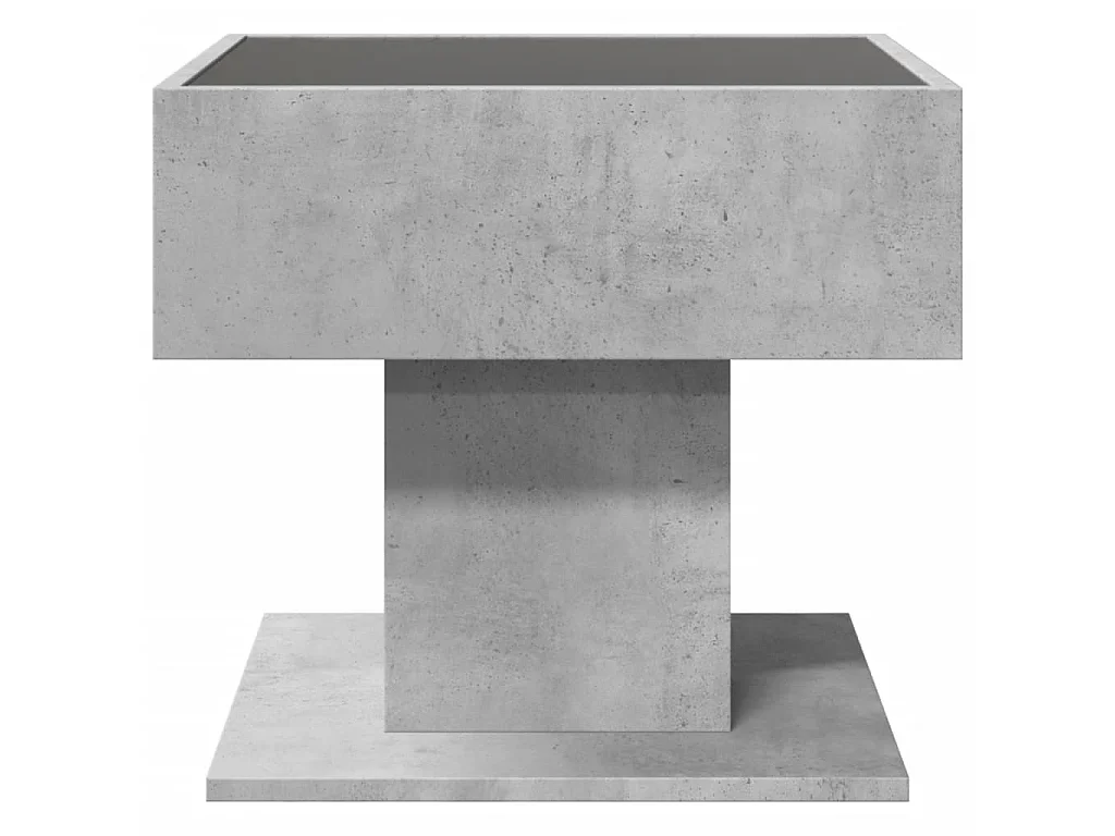 Salontafel met LED 50x50x45 cm bewerkt hout betongrijs