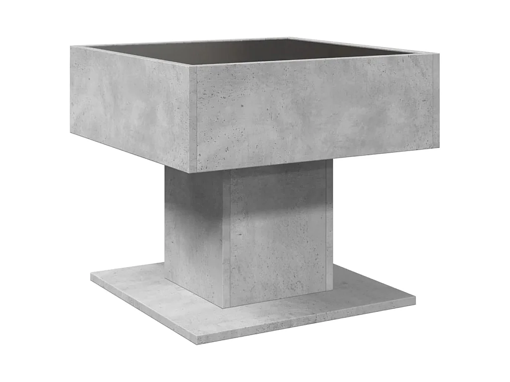 Salontafel met LED 50x50x45 cm bewerkt hout betongrijs