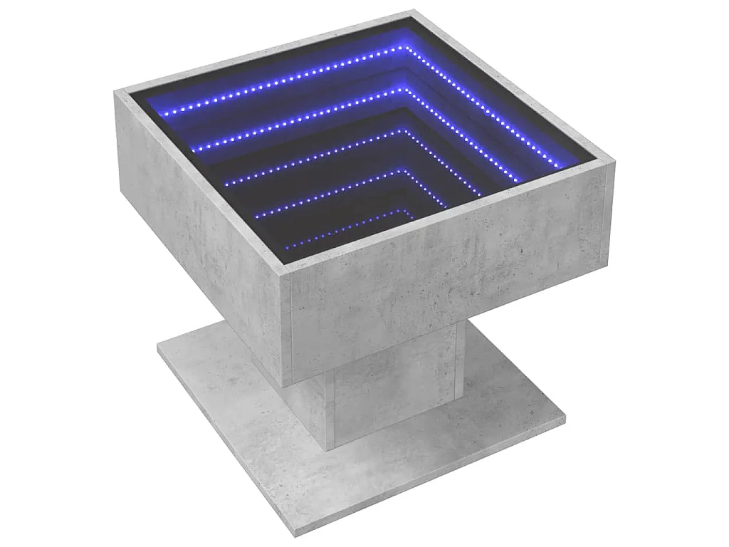 Table basse avec LED gris béton 50x50x45 cm bois d'ingénierie