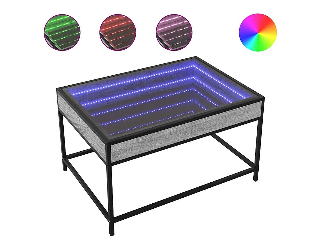 Couchtisch mit Infinity-LED Grau Sonoma 70x50x41 cm