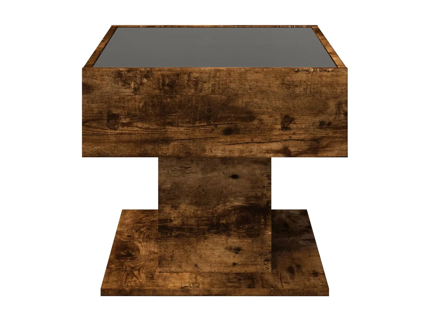 Table basse avec LED chêne fumé 70x50x45 cm bois d'ingénierie