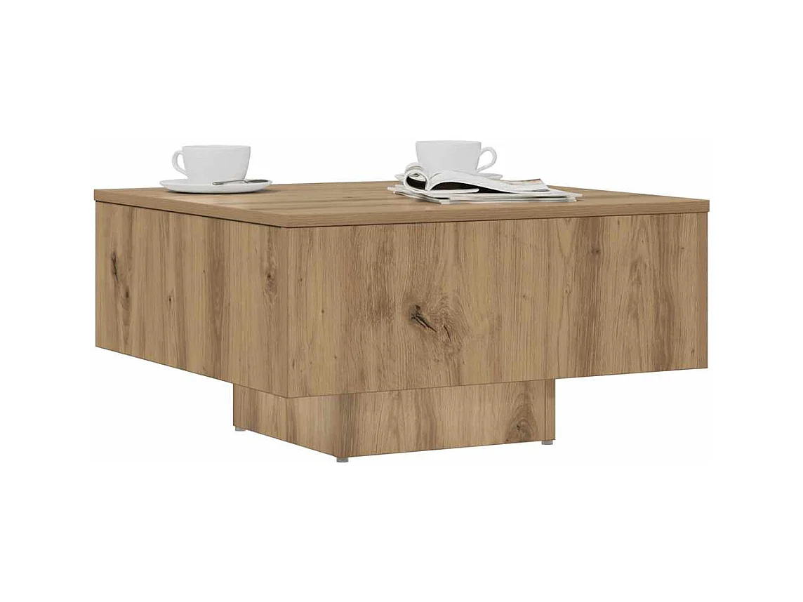 Tavolino da Salotto Rovere Artigianale 60x60x31,5 cm Truciolato