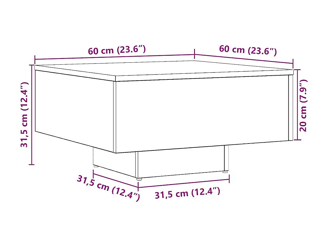 Mesa de centro madera de ingeniería roble artisan 60x60x31,5 cm