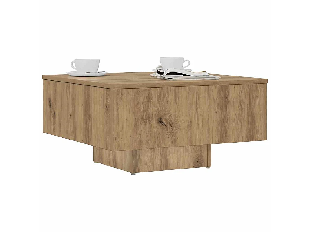 Salontafel 60x60x31,5 cm bewerkt hout artisanaal eikenkleur