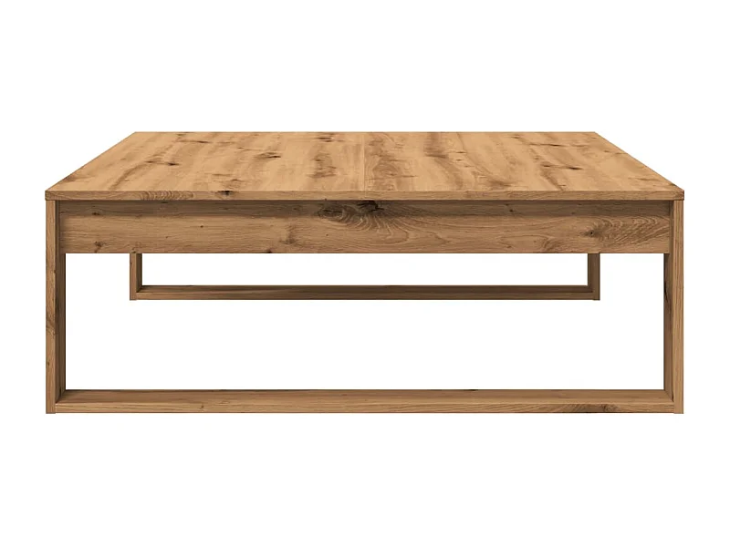 Salontafel 100x100x35 cm bewerkt hout artisanaal eikenkleurig