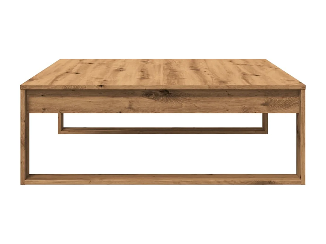 Table basse chêne artisanal 100x100x35 cm bois d'ingénierie