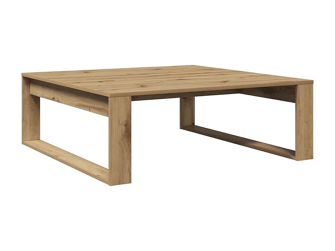 Table basse chêne artisanal 100x100x35 cm bois d'ingénierie