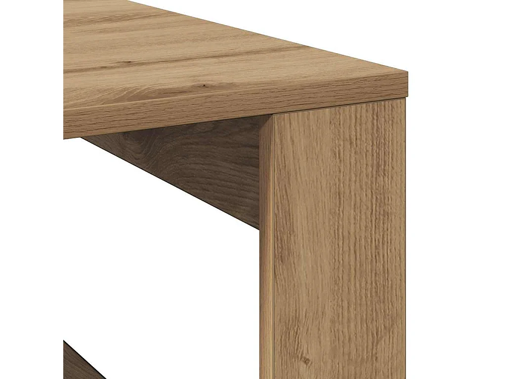 Table basse chêne artisanal 100x100x35 cm bois d'ingénierie