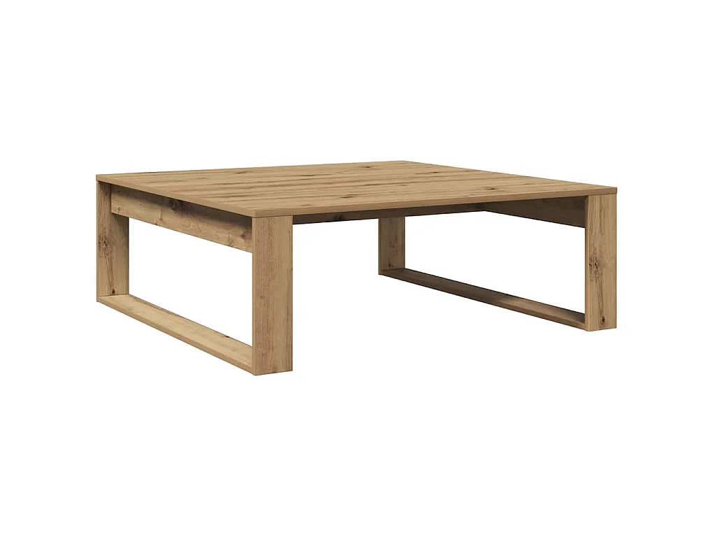 Table basse chêne artisanal 100x100x35 cm bois d'ingénierie